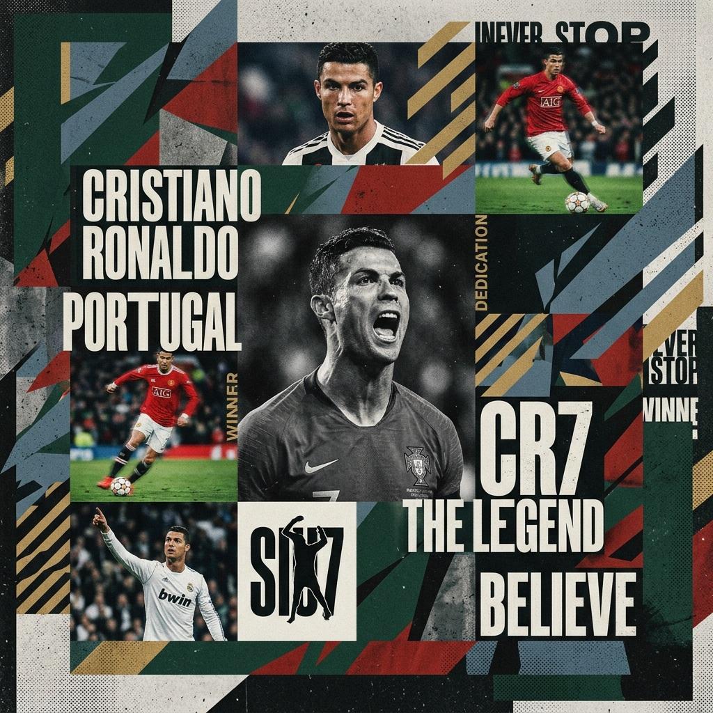 Digital modern maximalism style sports collage of visuals with grainy - AI image template preview