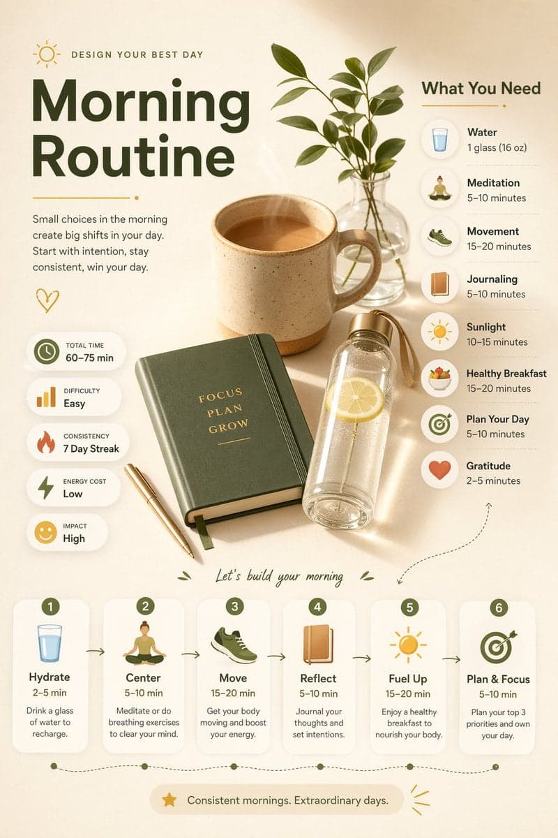 Ultra-clean modern editorial infographic on the topic of routine - AI image template preview