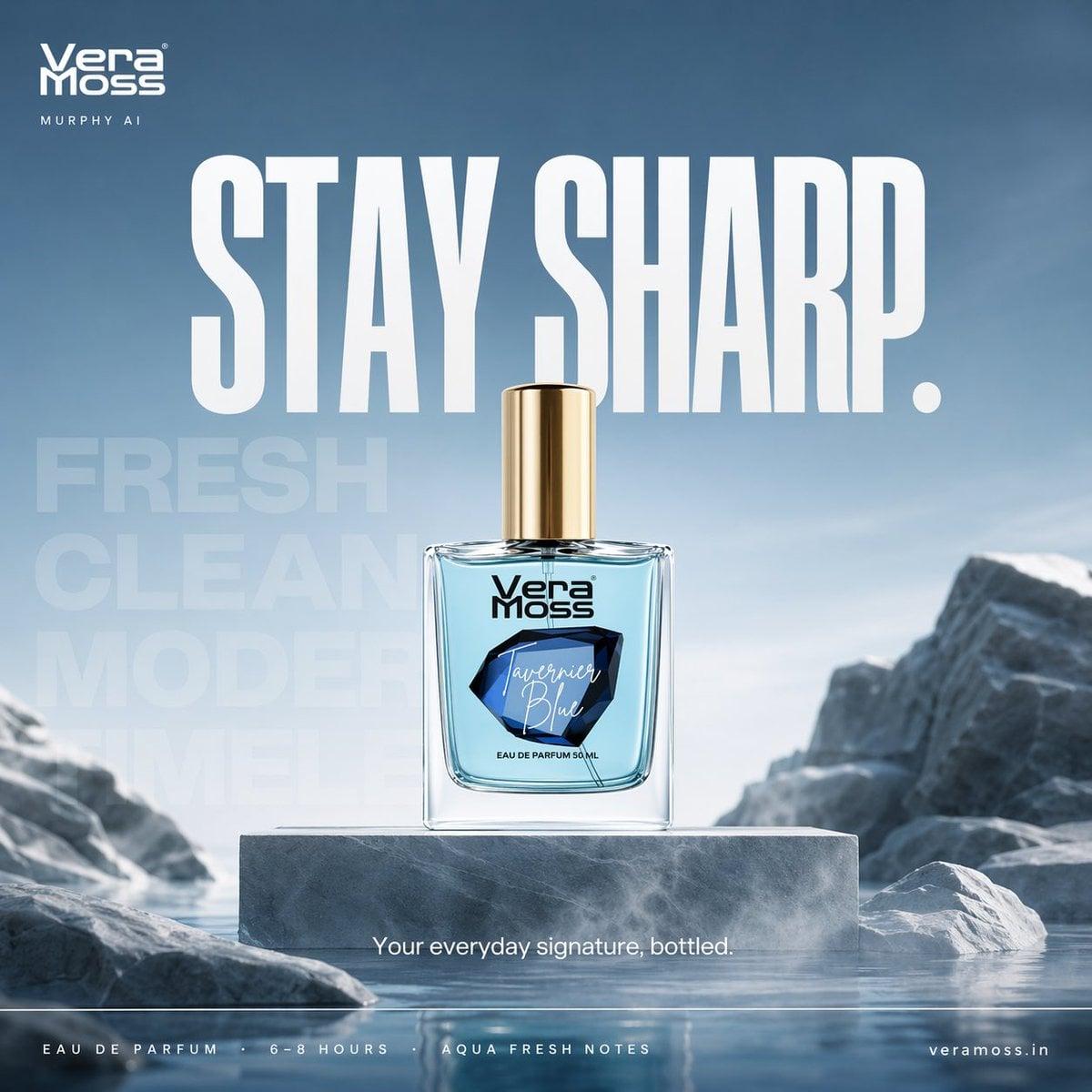 Hyper-realistic cinematic perfume billboard poster for Vera Moss - AI image template preview