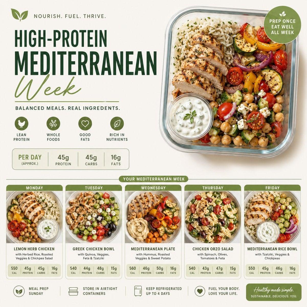 Clean & appetizing meal prep layouts - AI image template preview