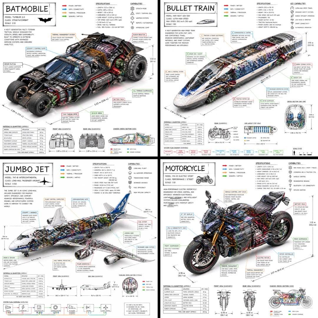 Technical infographic of with a 45-degree isometric 3D perspective - AI image template preview
