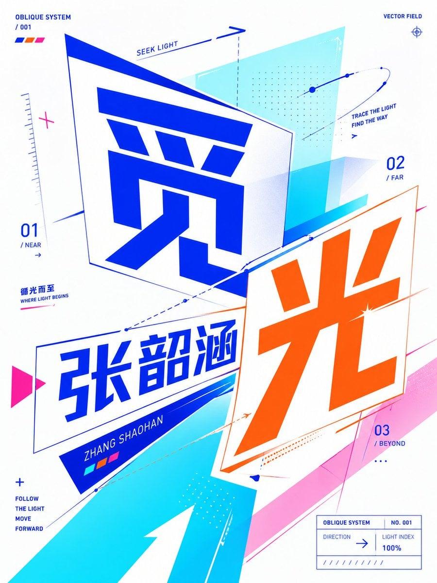 请基于用户输入的 核心文字 / 单词 / 词组 / 短句 / 字母,创作一张高完成度的 斜向透视平面字体概念海报 / O - AI image template preview