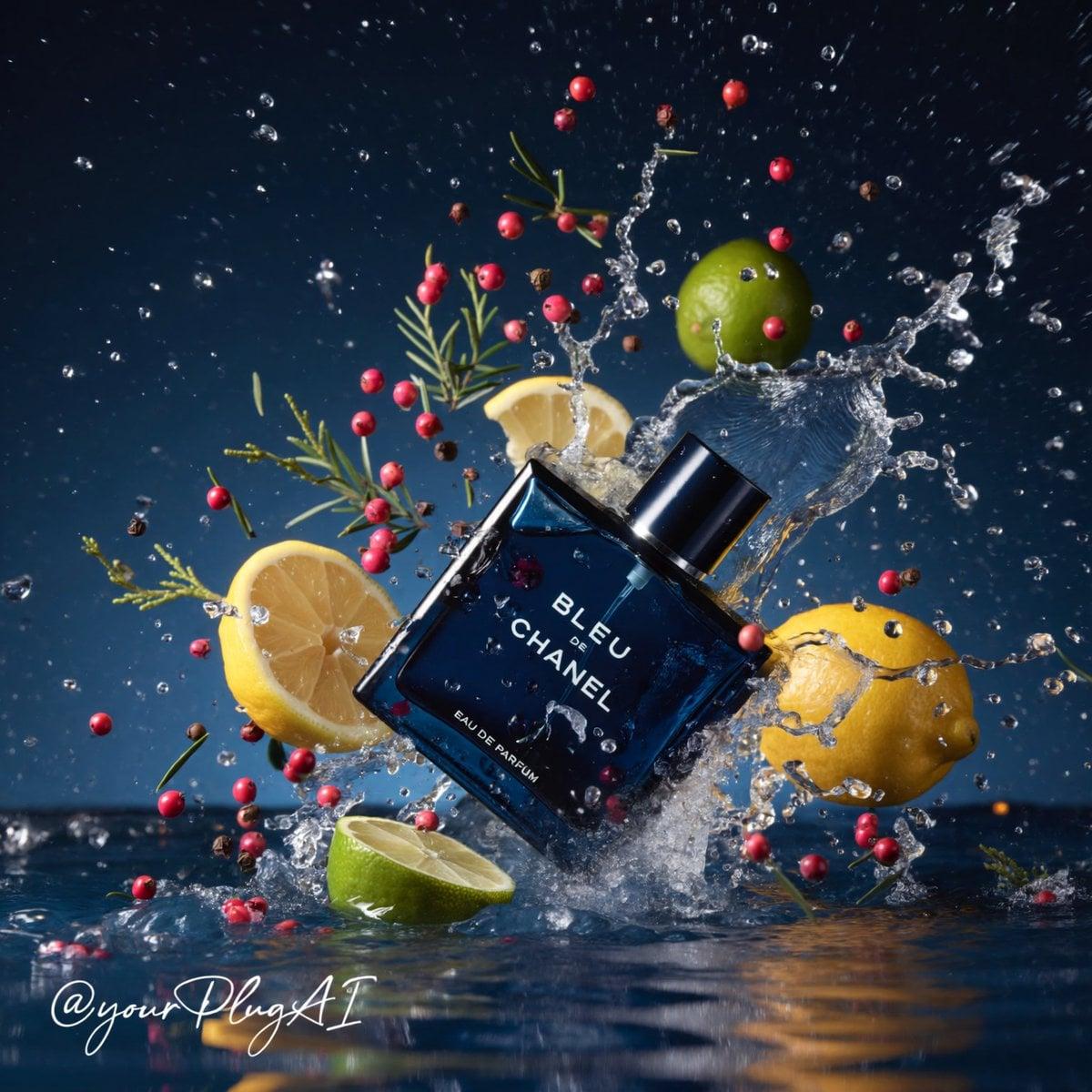 Hyper-realistic cinematic luxury perfume product photograph featuring - AI image template preview