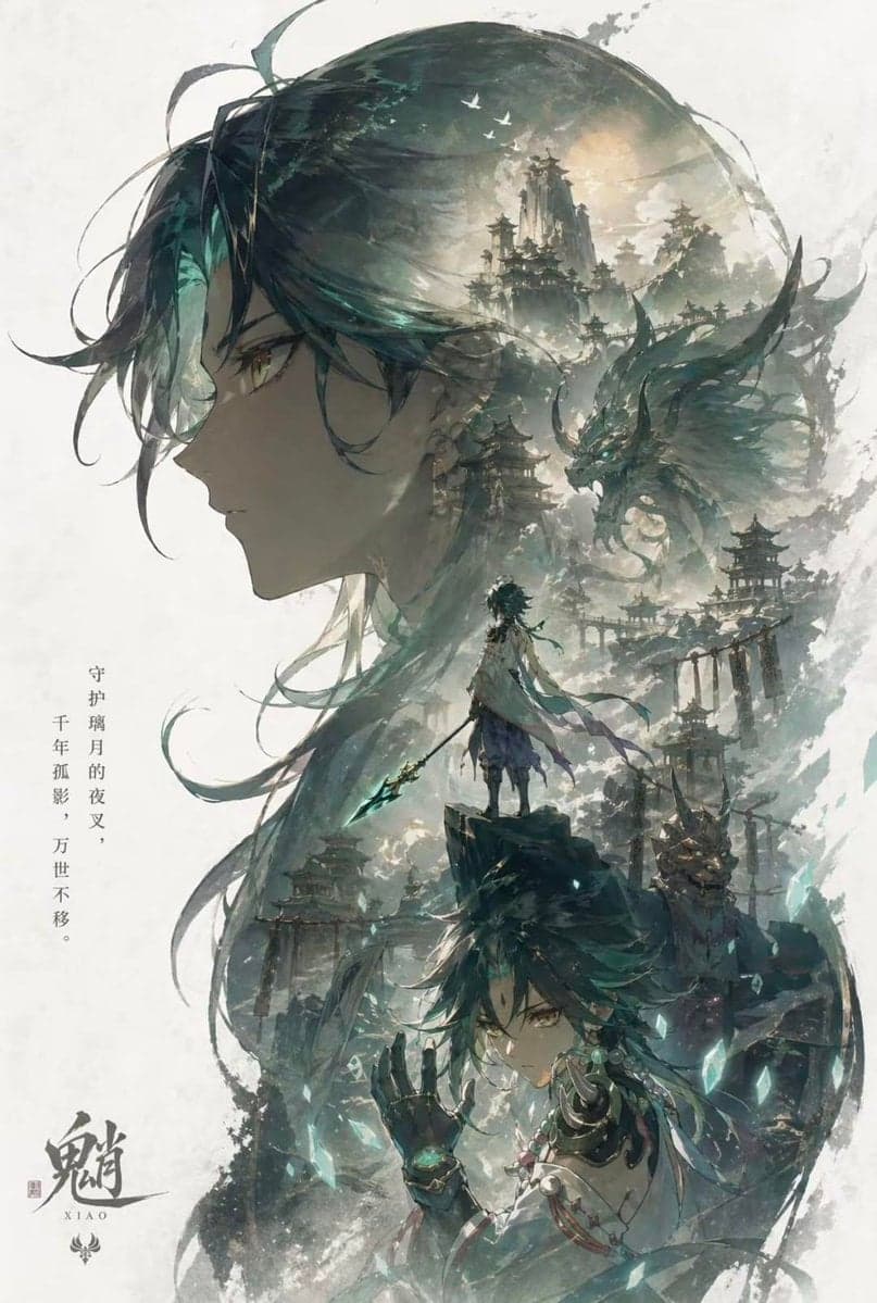 Character promotional poster using a unified vertical portrait key - AI image template preview
