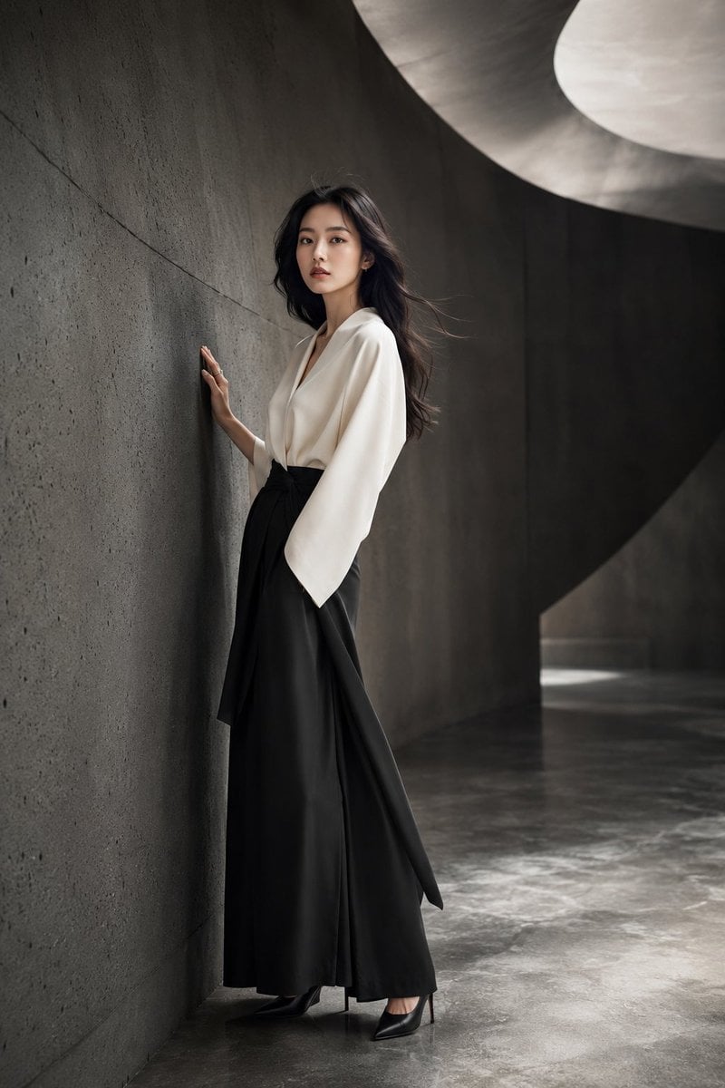 Japanese Minimalist Concrete Studio Fashion Editorial - AI image template preview
