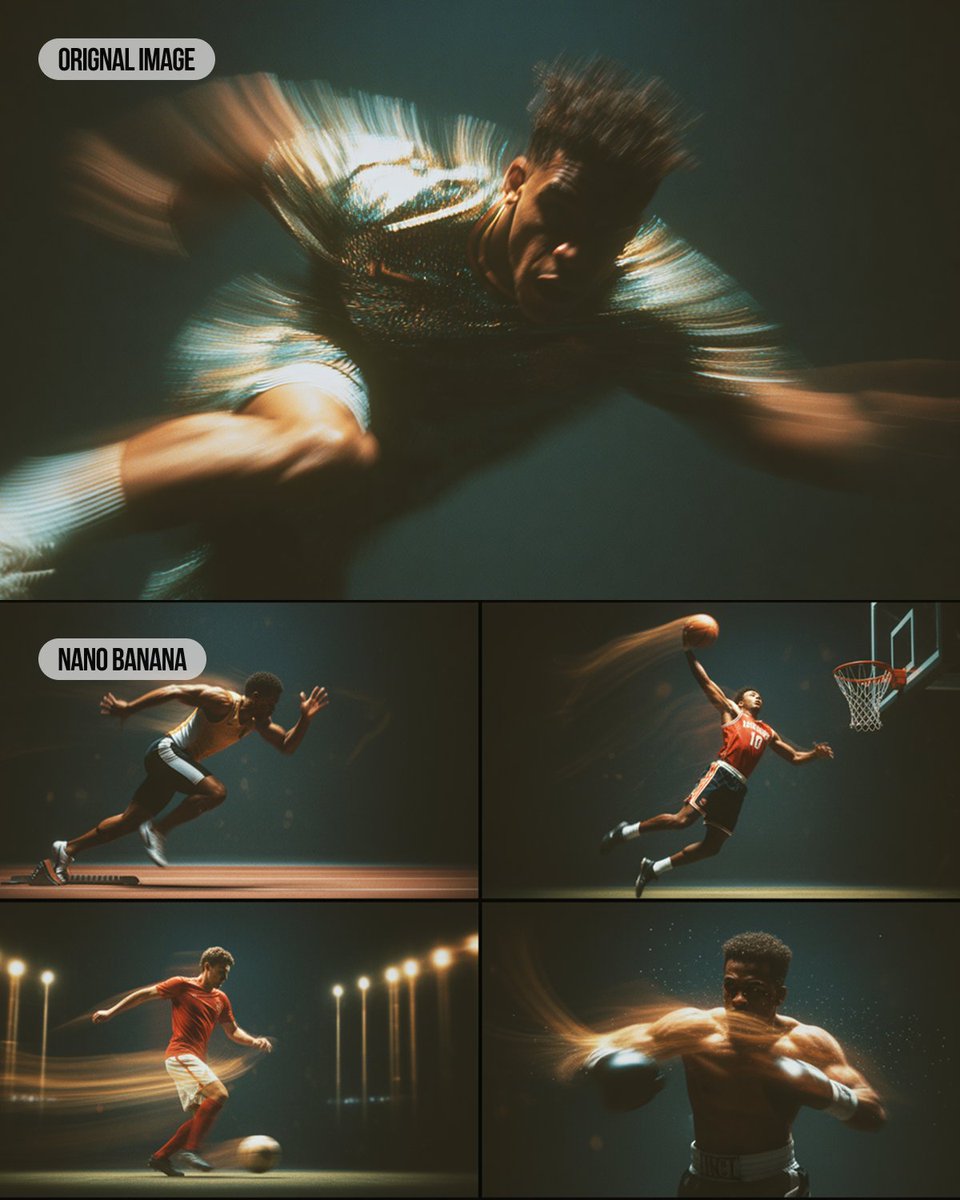 Multi-Panel Sports Montage with Style Reference - AI image template preview