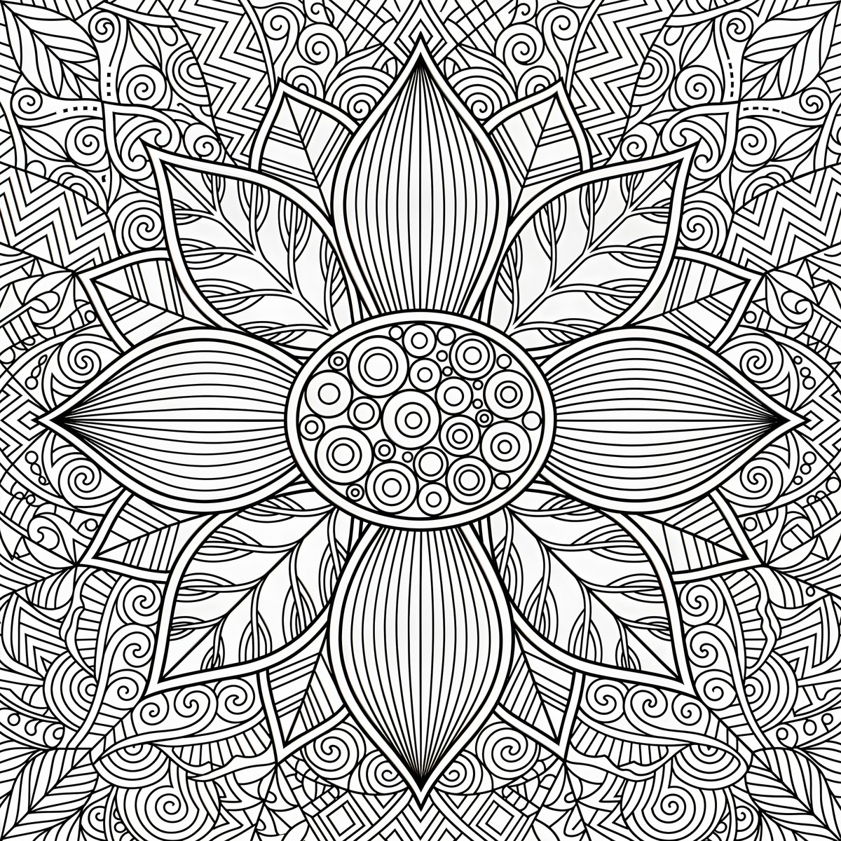 Flower Mandala Coloring Page - AI image template preview