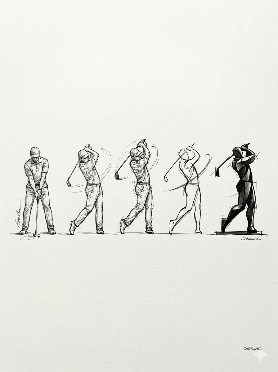 Progressive Golf Swing Artistic Sketch - AI image template preview