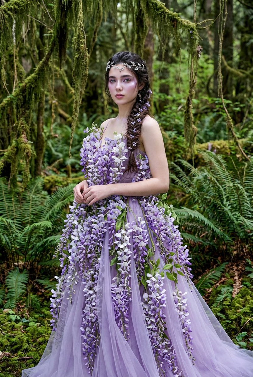 Botanical Couture Fashion Portrait - AI image template preview