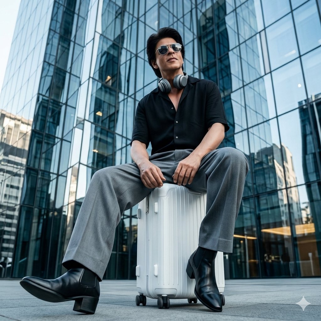 Urban Plaza Fashion Portrait - AI image template preview