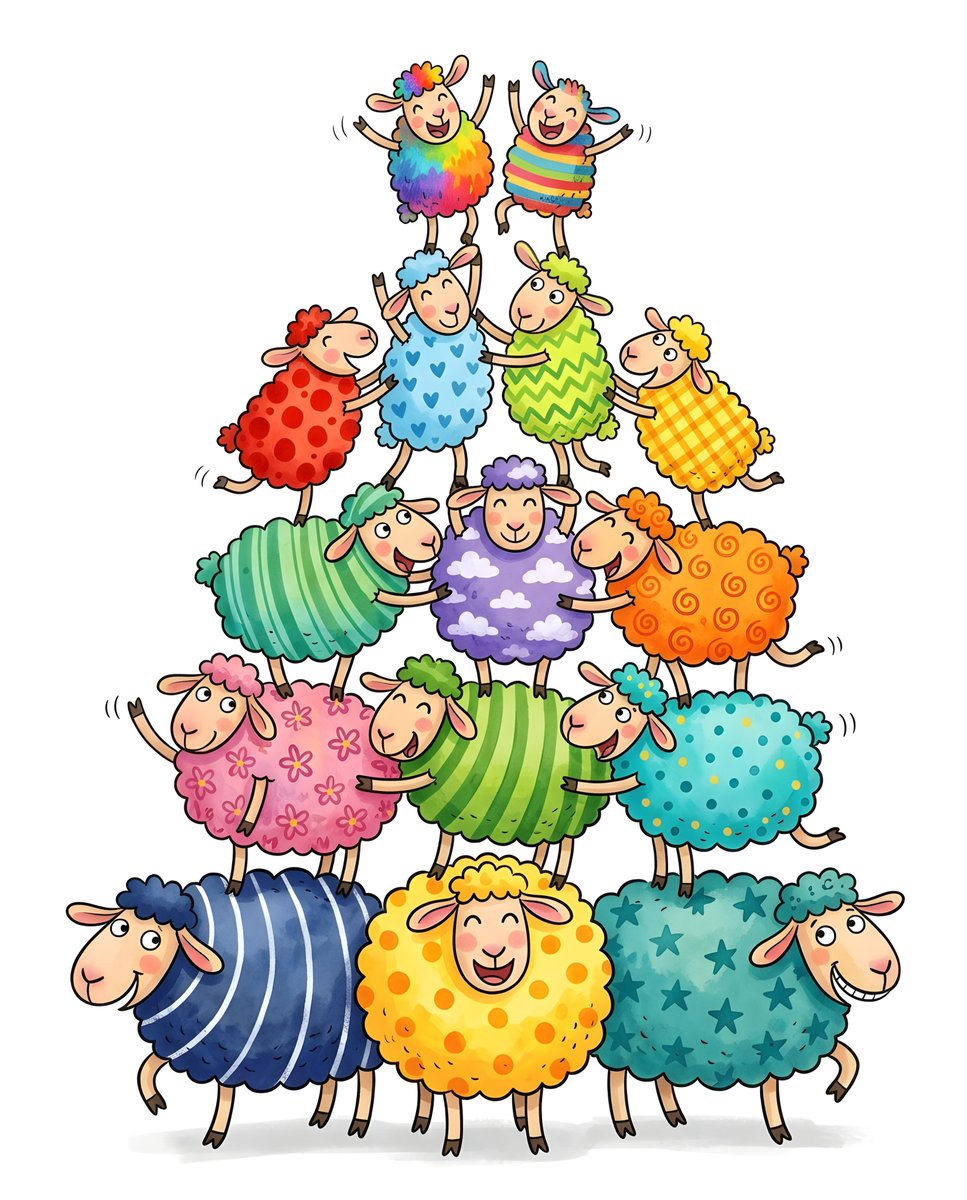 Whimsical Sheep Pyramid Illustration - AI image template preview