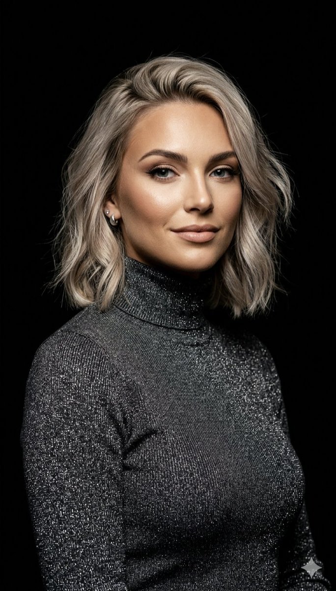 Professional Ash-Blonde Bob Portrait - AI image template preview
