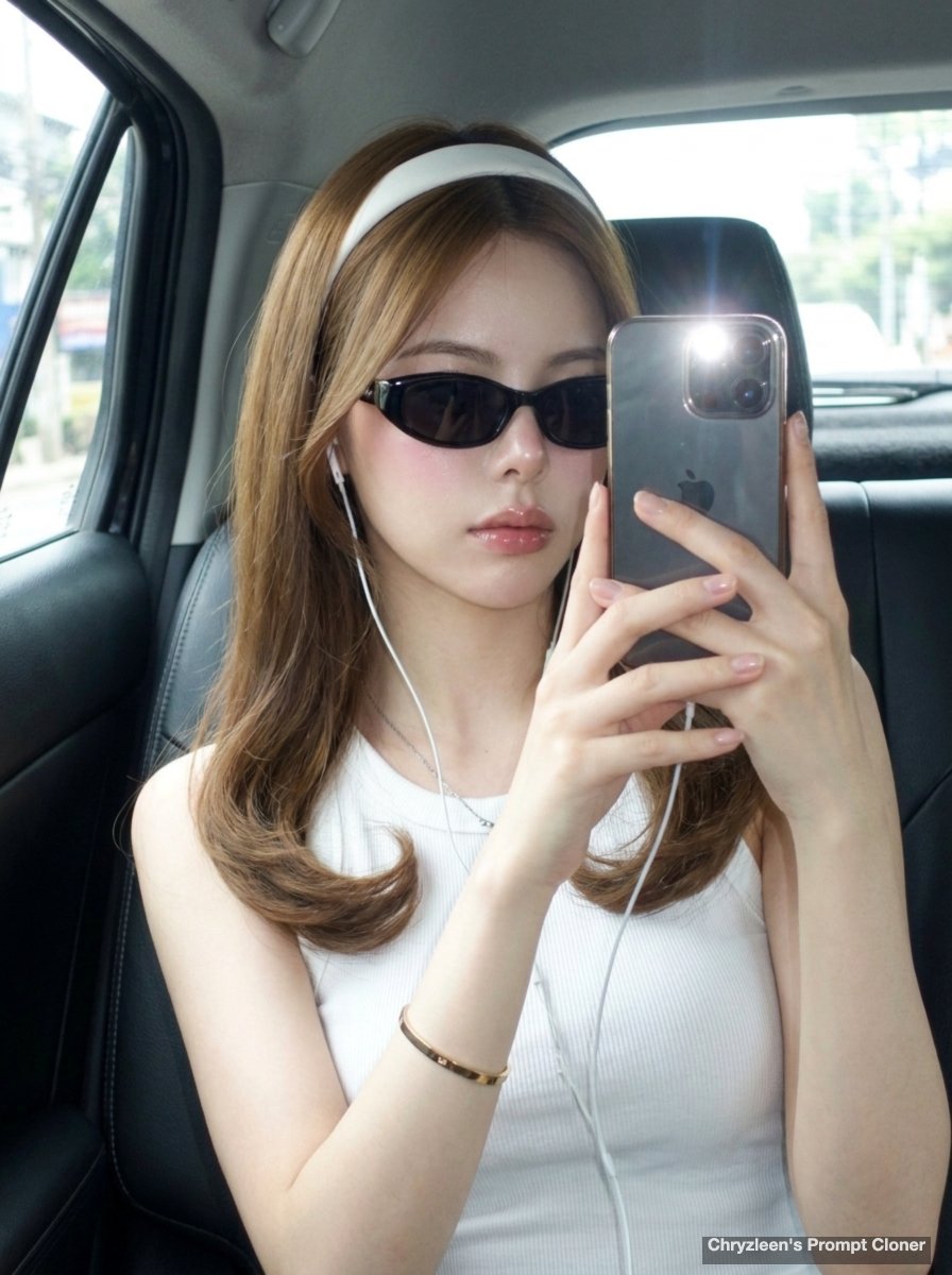 Backseat Mirror Selfie - AI image template preview