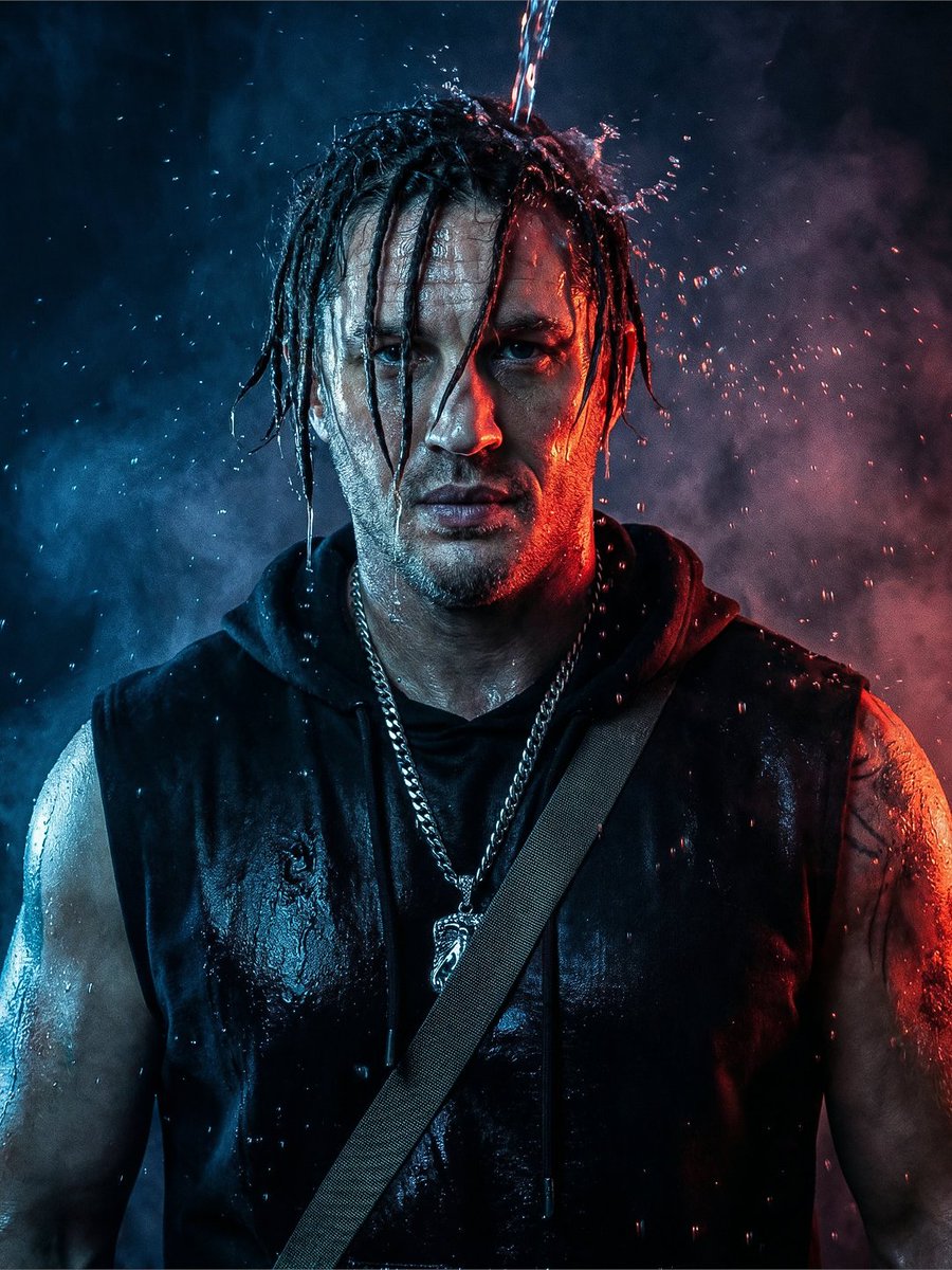 Dramatic Dual-Light Splash Portrait - AI image template preview