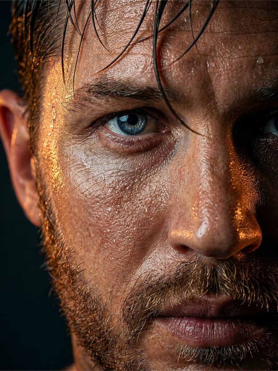 Rugged Man Wet Skin Portrait - AI image template preview