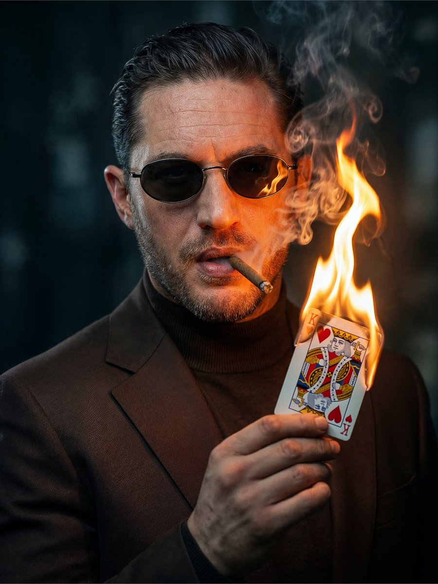 Noir Man with Burning Card - AI image template preview