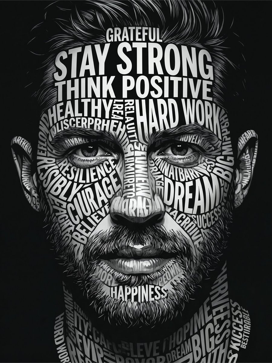 Motivational Word Portrait Art - AI image template preview
