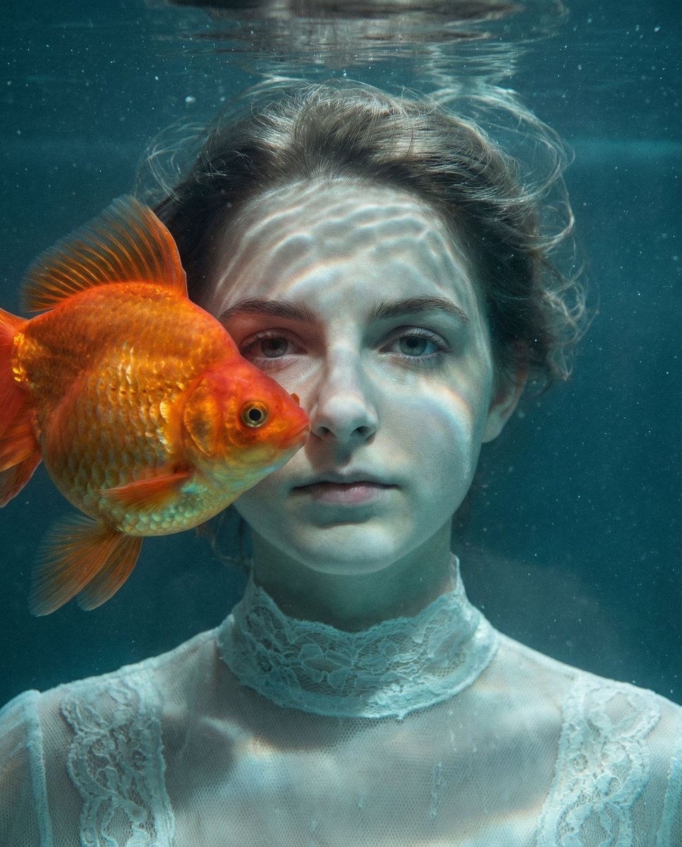 The Silent Aquarium Surreal Portrait - AI image template preview