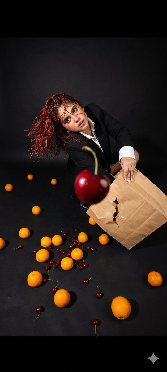 Editorial Fashion with Motion and Fruit - AI image template preview