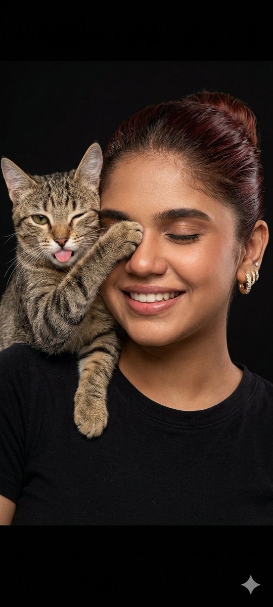 Humorous Cat and Human Studio Portrait - AI image template preview