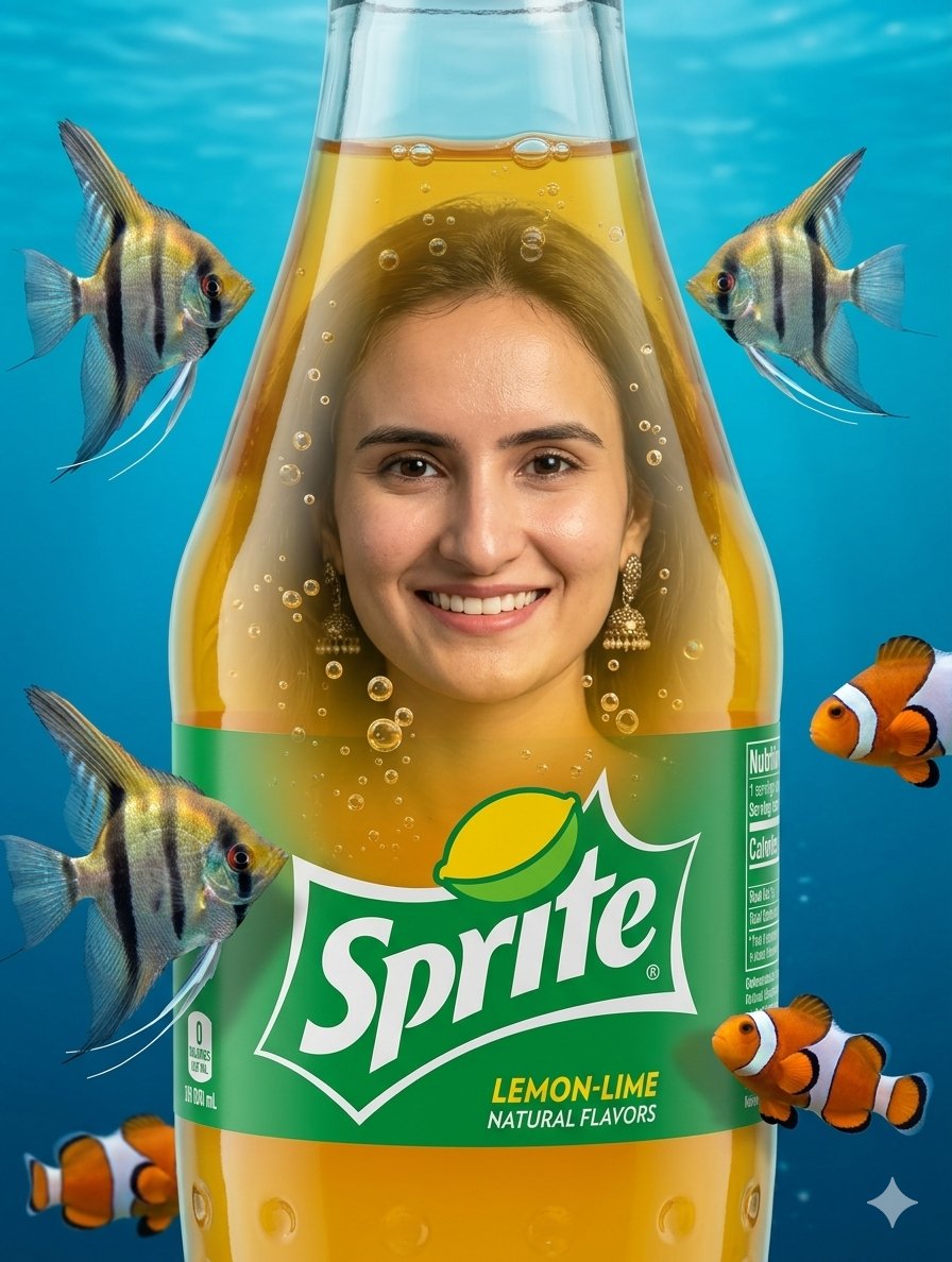 Surreal Sprite Bottle Artwork - AI image template preview