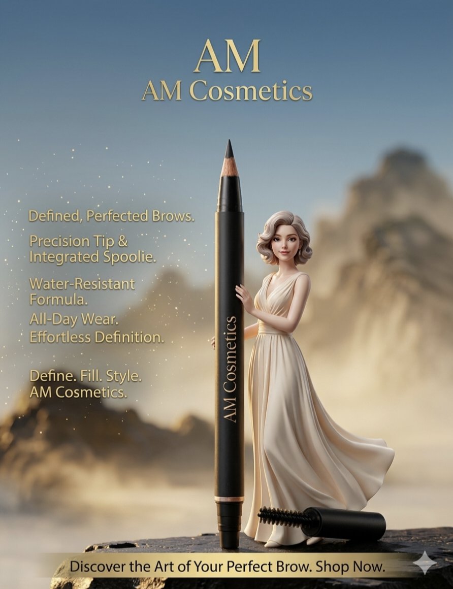 3D Rendered Eyebrow Pencil Advertisement - AI image template preview