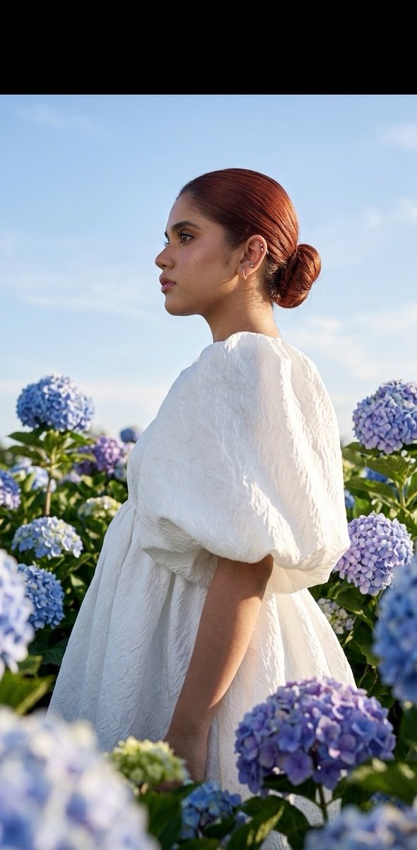 Summer fashion hydrangea field editorial - AI image template preview