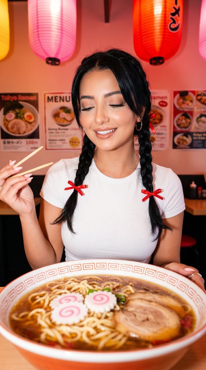 Tokyo Ramen Bar Candid Portrait - AI image template preview