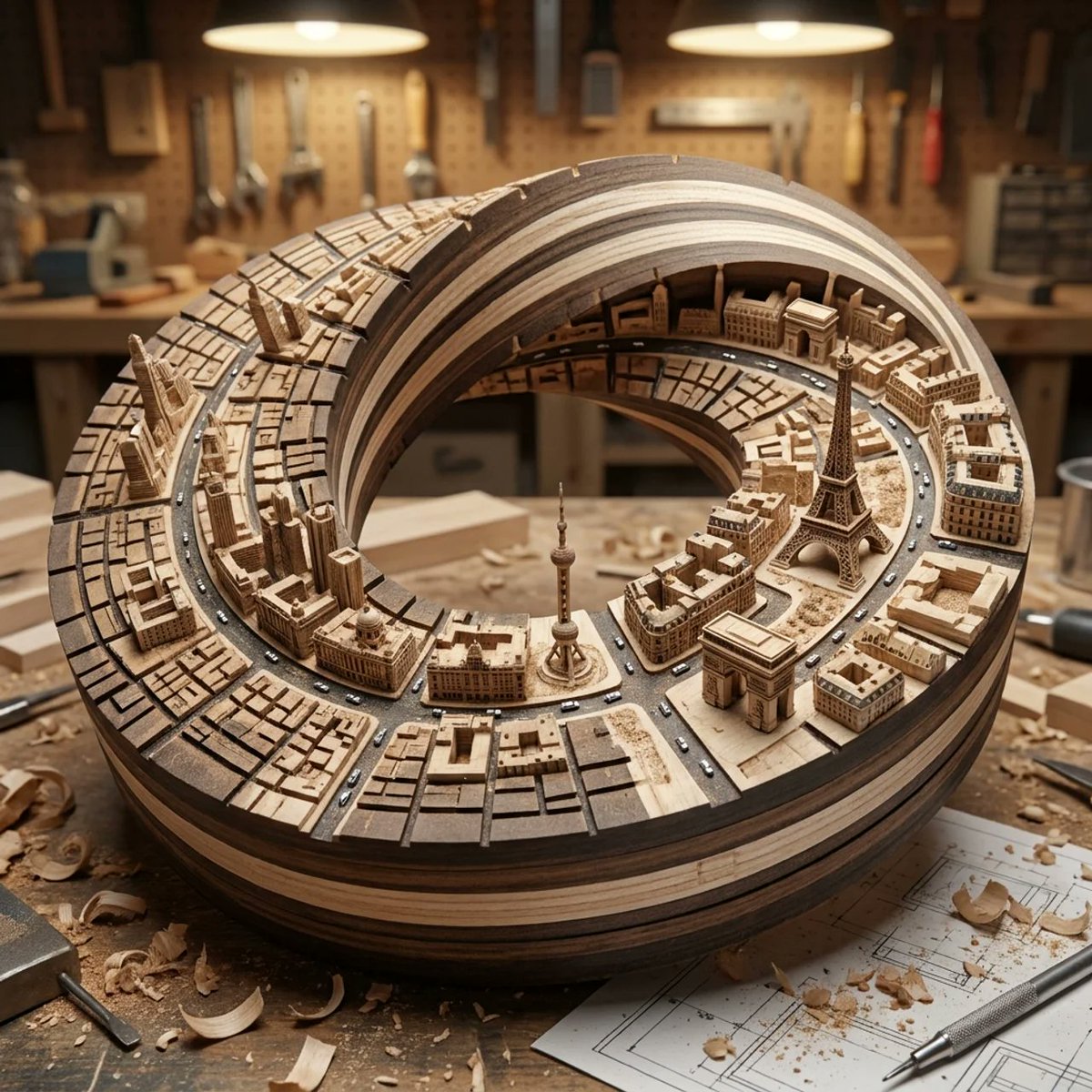 CNC Router Wood Sculpture Simulation - AI image template preview