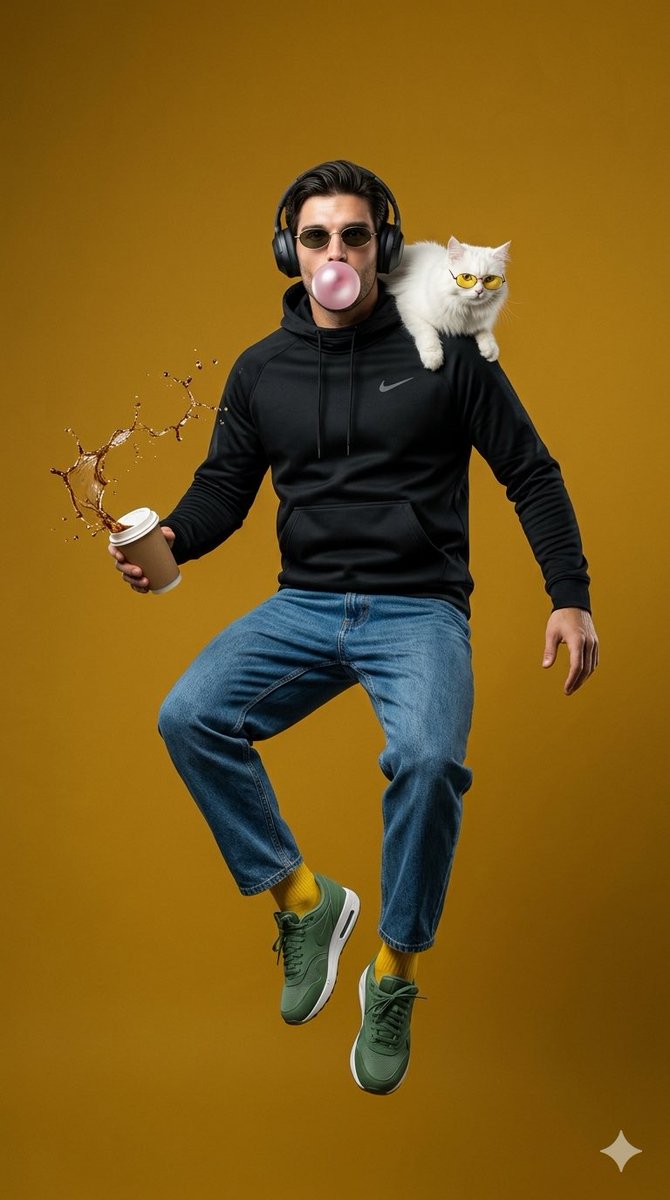 Surreal Jumping Fashion Portrait - AI image template preview