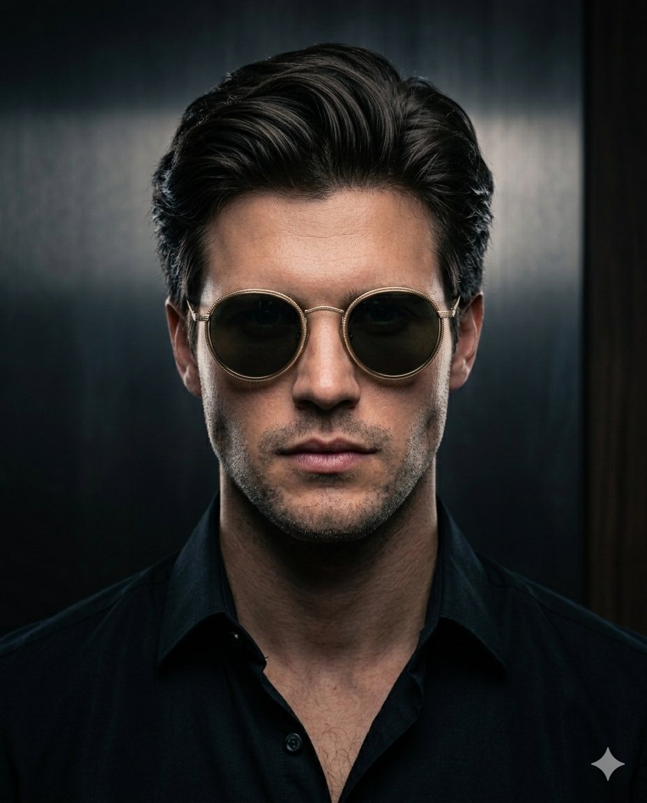 Minimalist Noir Sunglasses Portrait - AI image template preview