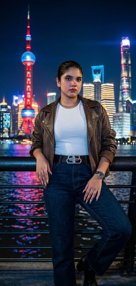 Shanghai Bund Night Photography - AI image template preview