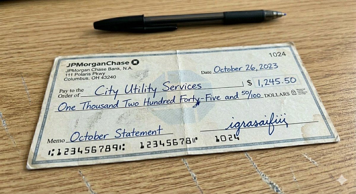 Photorealistic Bank Check Macro - AI image template preview