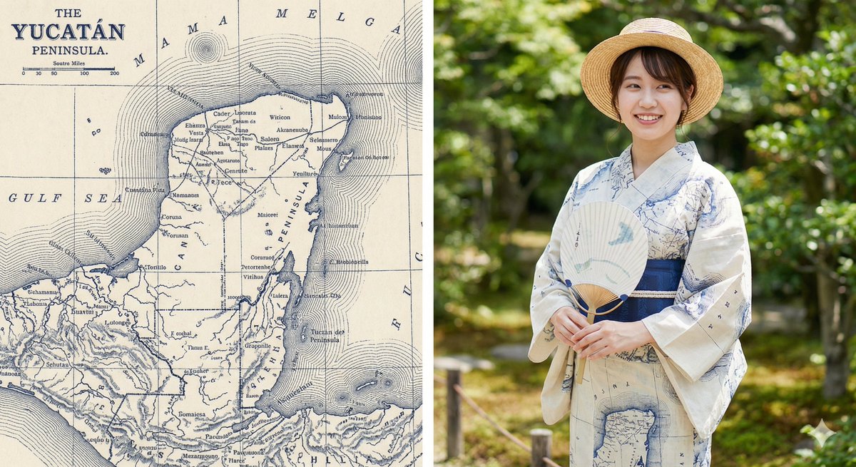 Girl in Yucatan Yukata - AI image template preview