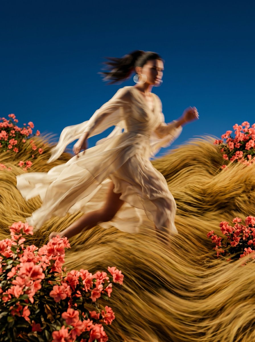 Surreal Motion Blur Floral Landscape - AI image template preview