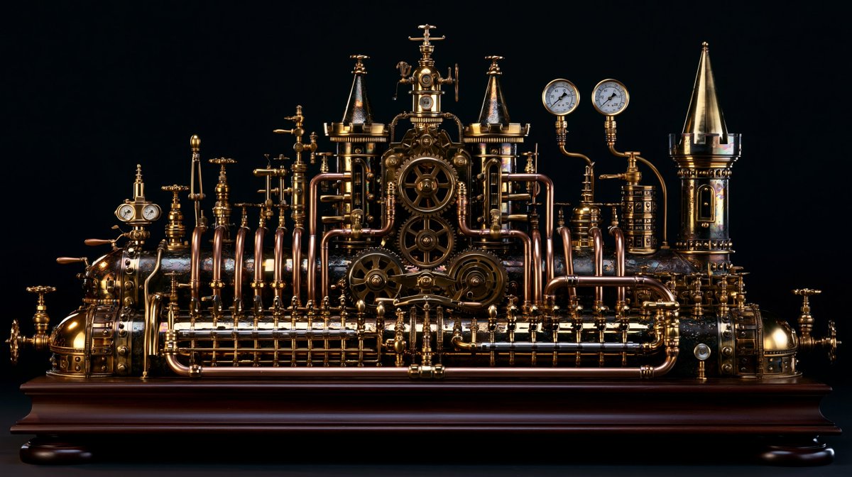 Intricate Steampunk Mechanical Sculpture - AI image template preview