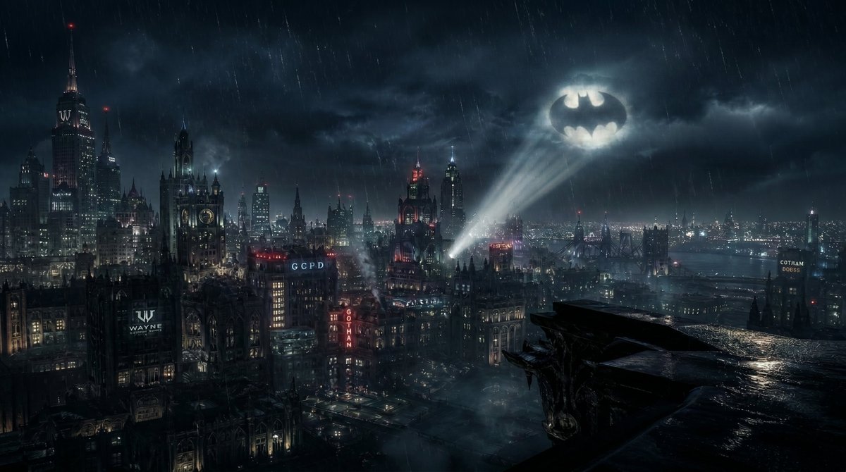 Gotham City Night Background - AI image template preview