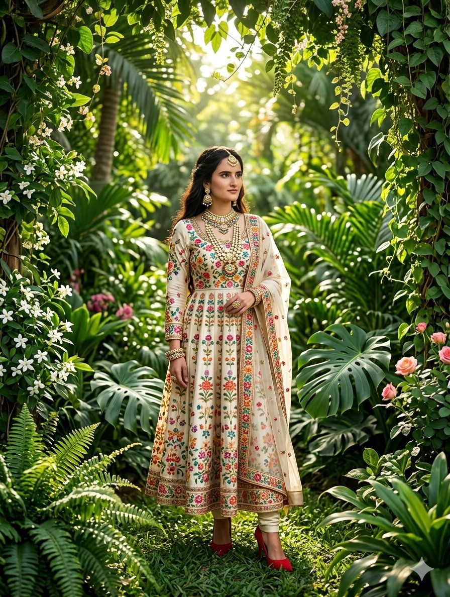 Traditional Indian Anarkali Portrait - AI image template preview