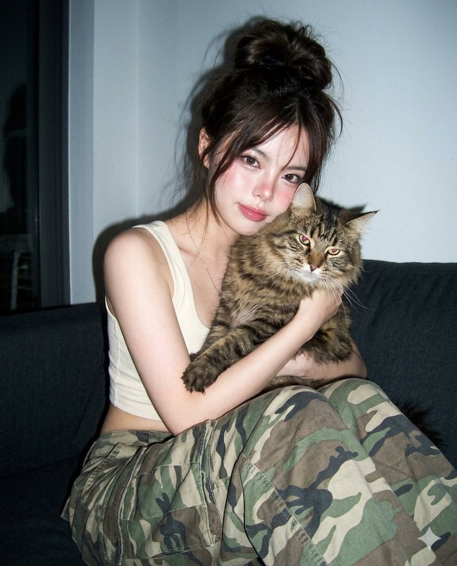 Douyin Aesthetic Cat Portrait - AI image template preview