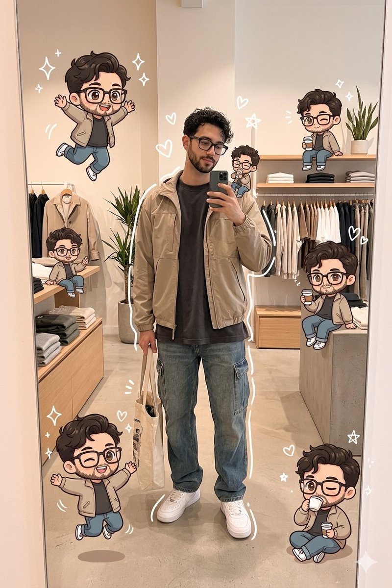 Kawaii Chibi Mirror Selfie - AI image template preview