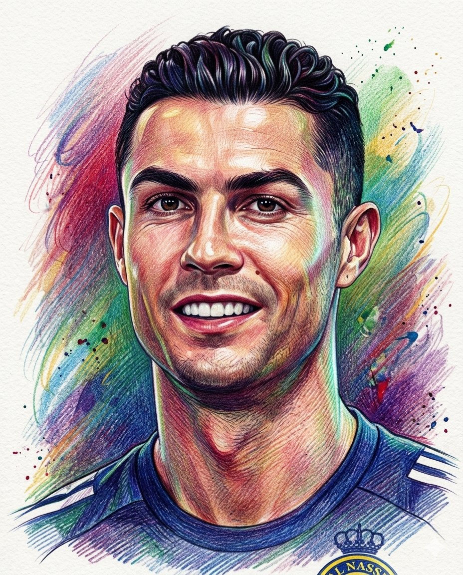Realistic Colored Pencil Portrait - AI image template preview