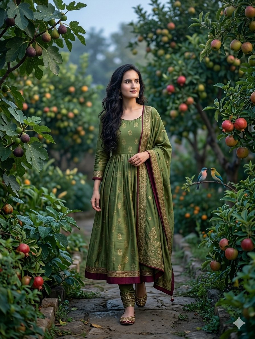 Traditional Desi Anarkali Garden - AI image template preview