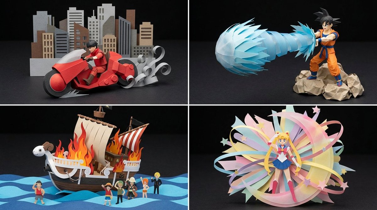 Origami Manga Paper Craft Style - AI image template preview