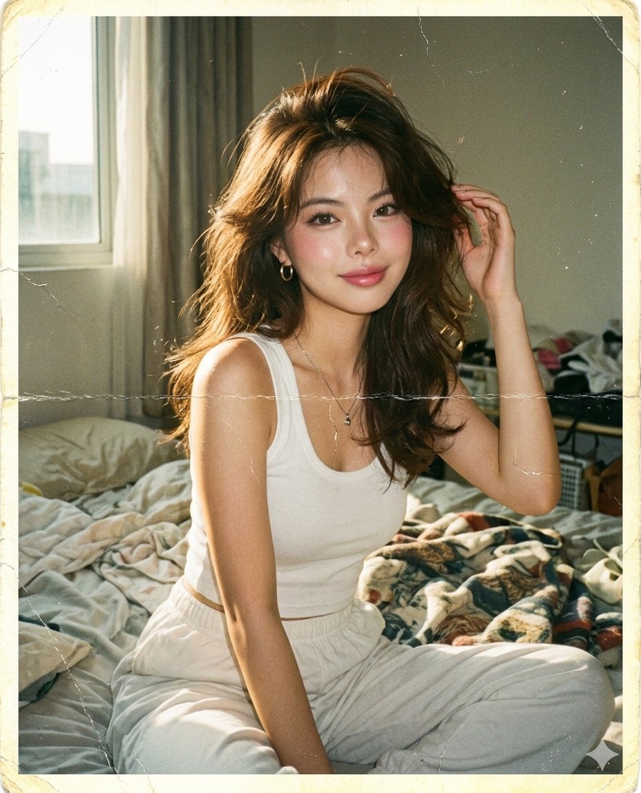 Aged 1980s Film Snapshot Portrait - AI image template preview