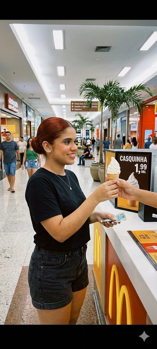 Candid Mall Ice Cream Kiosk Photo - AI image template preview