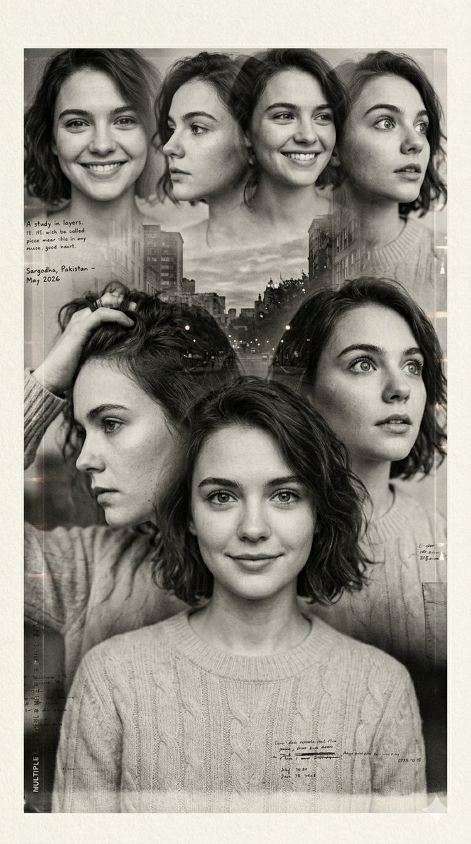 Multiple Exposure Sepia Portrait - AI image template preview
