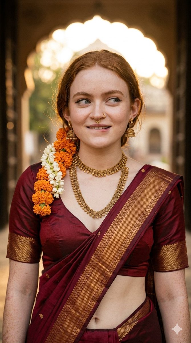 Traditional Indian Saree Portrait - AI image template preview