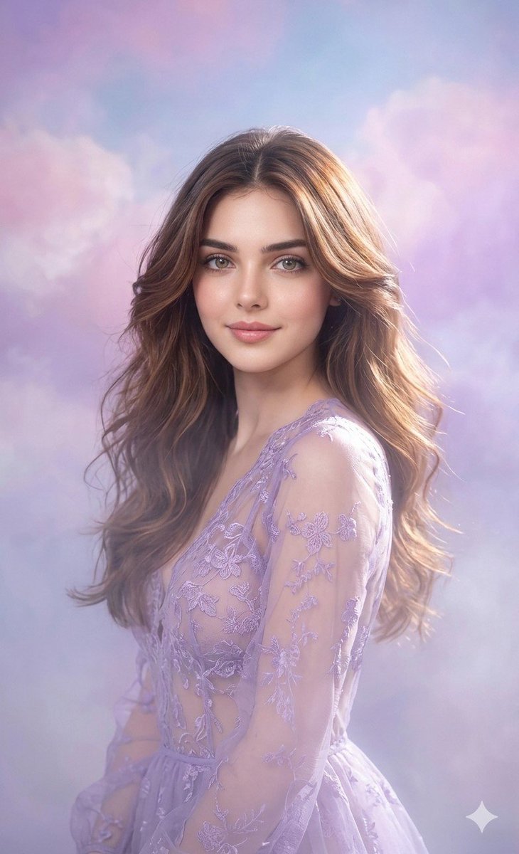 Lavender Outfit Fine-Art Portrait - AI image template preview