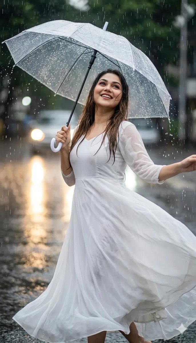 Graceful Dancing in the Rain Portrait - AI image template preview