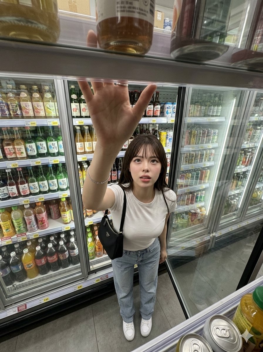 Candid Grocery Store Aisle Selfie - AI image template preview